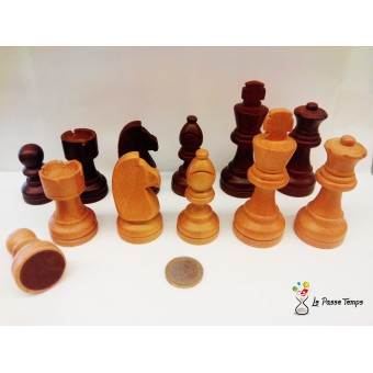 Echecs : Pièces de Taille n°5 en Bois - Boite Rouge