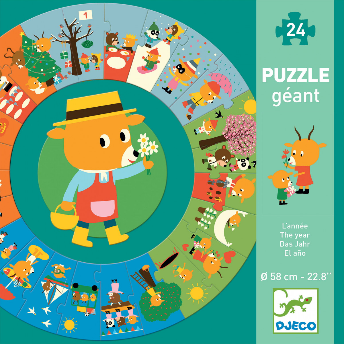 Acheter Puzzle Géant : 24 pièces - L'année - Djeco - Jeux de société - Le  Passe Temps