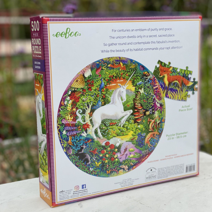 Puzzle : 500 pièces rond - Unicorn Garden