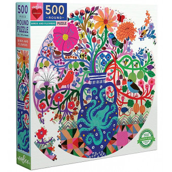 Puzzle : 500 pièces rond - Birds and flowers