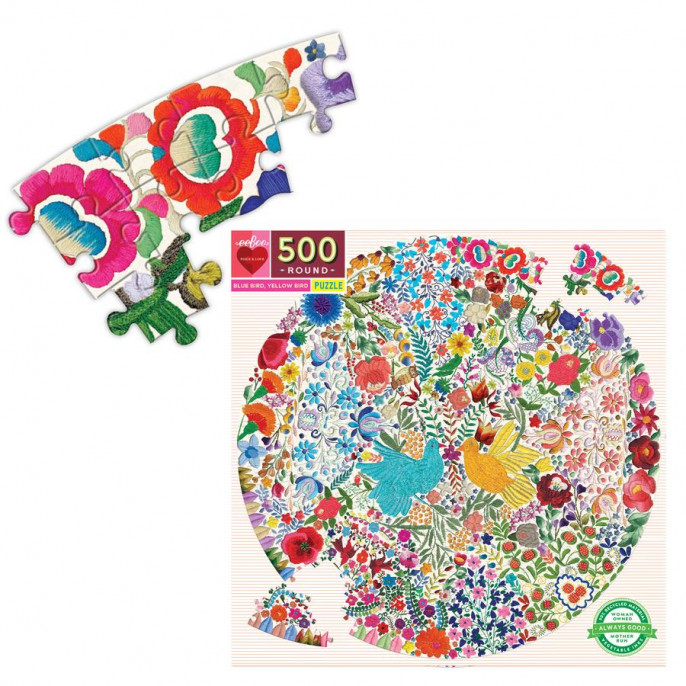 Puzzle : 500 pièces rond - Blue Bird Yellow Bird