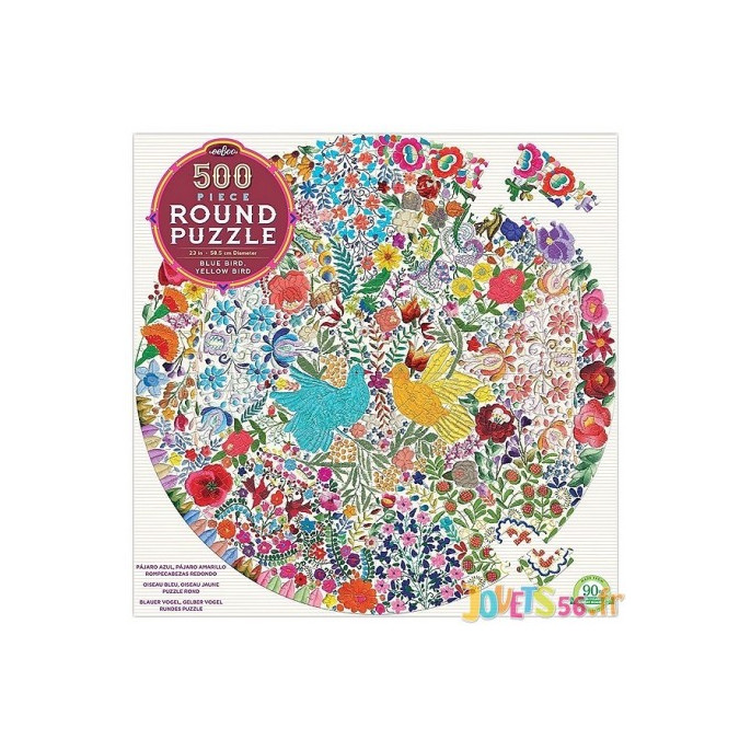 Puzzle : 500 pièces rond - Blue Bird Yellow Bird