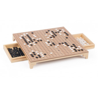 Jeu de Go en Bois de Pin avec Tiroirs