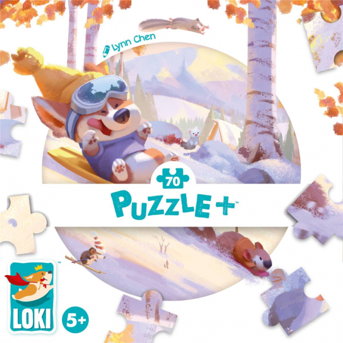 Puzzle : 70 pièces - Loki fait de la luge