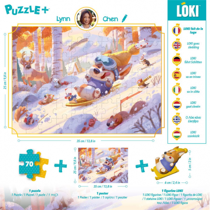 Puzzle : 70 pièces - Loki fait de la luge
