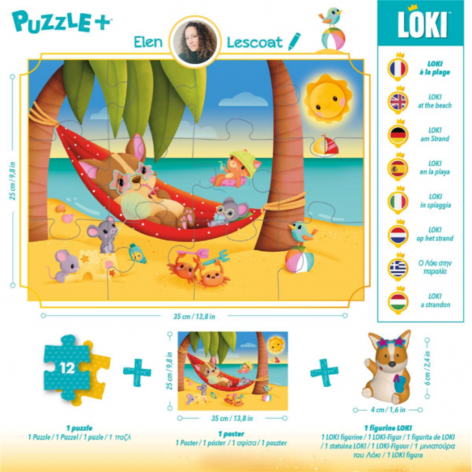 Puzzle : 12 pièces - Loki à la plage