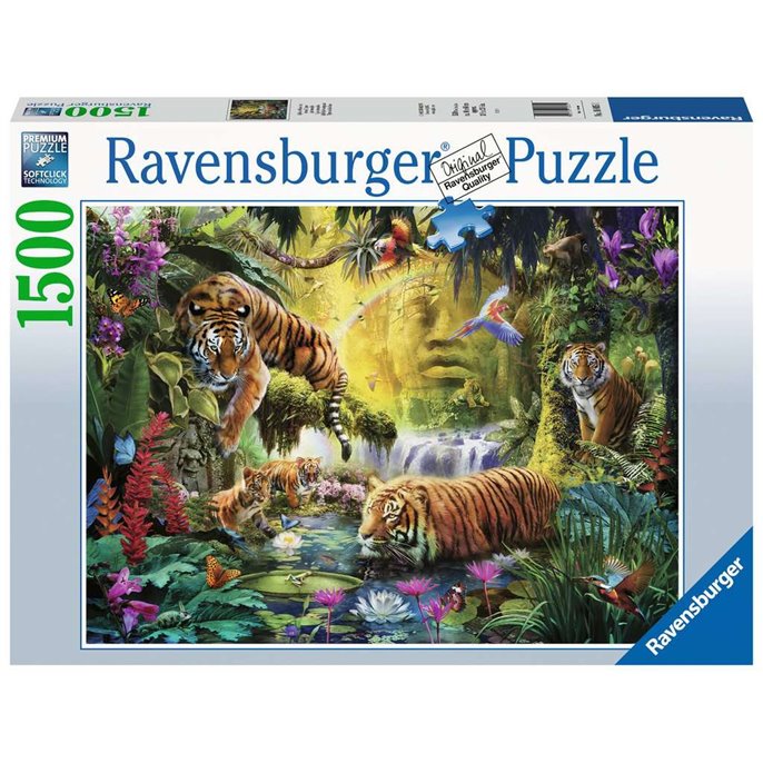 Puzzle : 1500 pièces - Tigres au Plan d'Eau