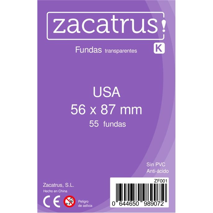 Protège-cartes : 56x87mm Zacatrus - Lot de 55