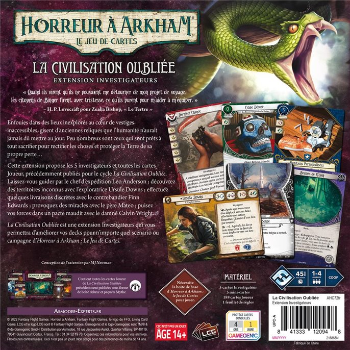 Horreur à Arkham JCE : La Civilisation Oubliée - Investigateurs