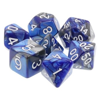 Set de dés de Jeu de Rôle : Argenté & Bleu