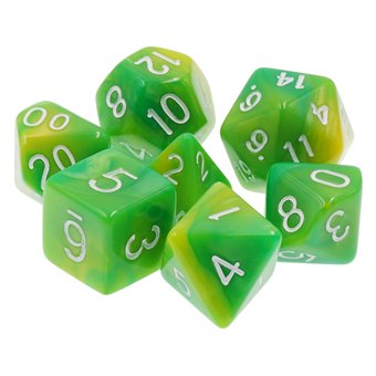 Set de dés de Jeu de Rôle : Vert & Jaune