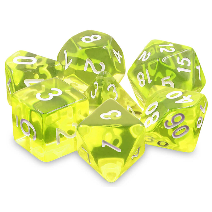 Set de dés de Jeu de Rôle : Jaune Transparent