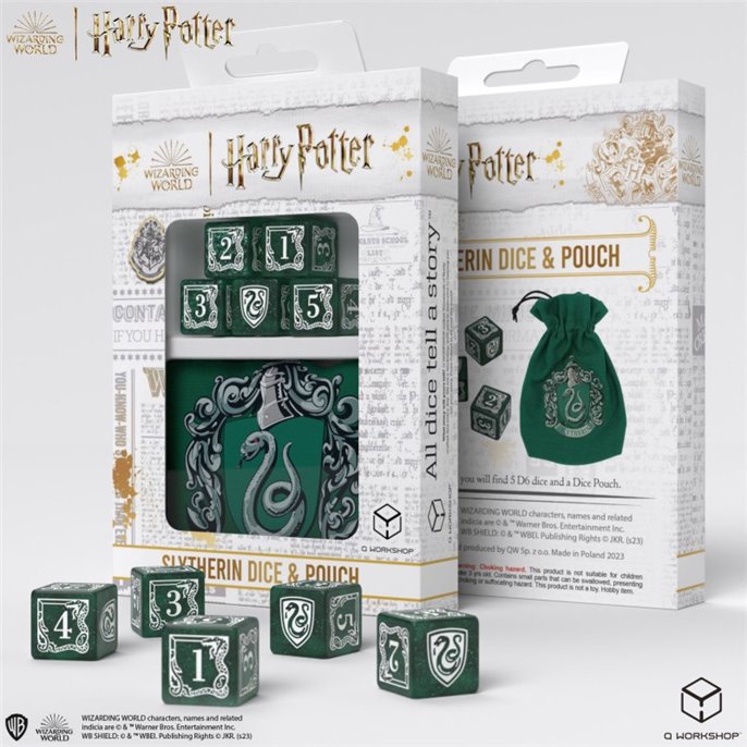 Set de D6 + Sac à dés Harry Potter Serpentard