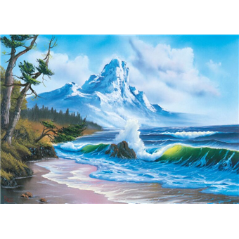 Puzzle : 1000 pièces - Montagne au bord de la mer - Bob Ross