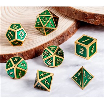 Set de dés en métal : Vert & Doré