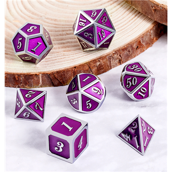 Set de dés en métal : Ultraviolet & Argenté