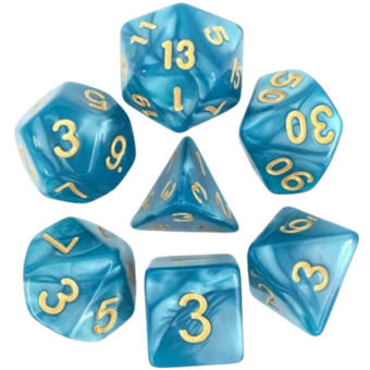 Set de dés : Bleu Nacré & Or - Opaque
