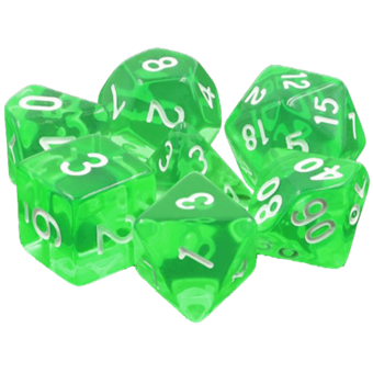 Set de dés : Gemmes Emeraude - Transparent