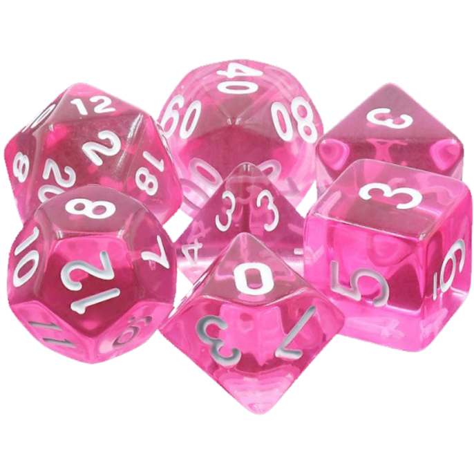 Set de dés : Gemmes Magenta - Transparent