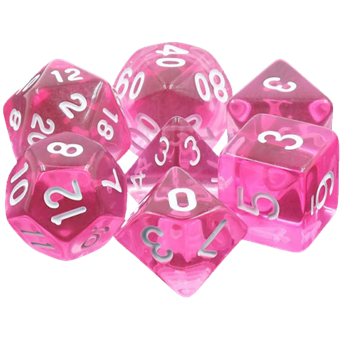 Set de dés : Gemmes Magenta - Transparent