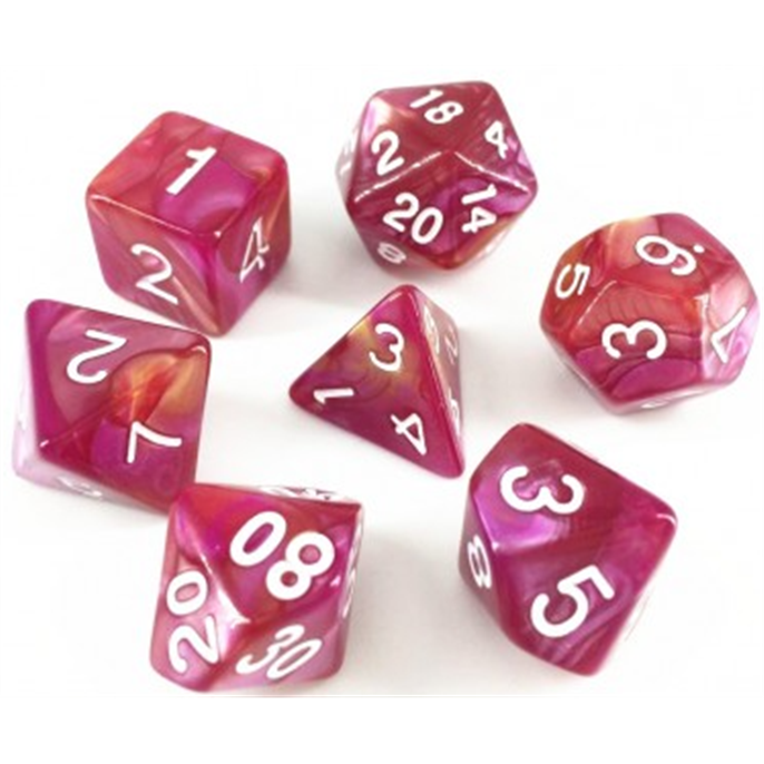 Set de dés : Jaune & Fuchsia - Granité