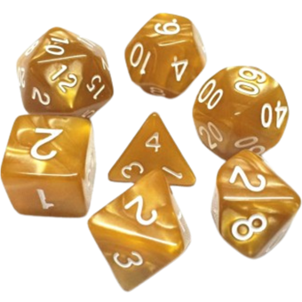 Set de dés : Or nacré & Blanc - Opaque