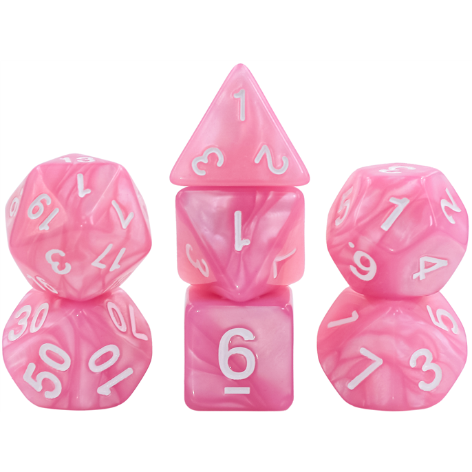 Set de dés : Rose nacré & Blanc - Opaque