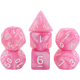 Set de dés : Rose nacré & Blanc - Opaque