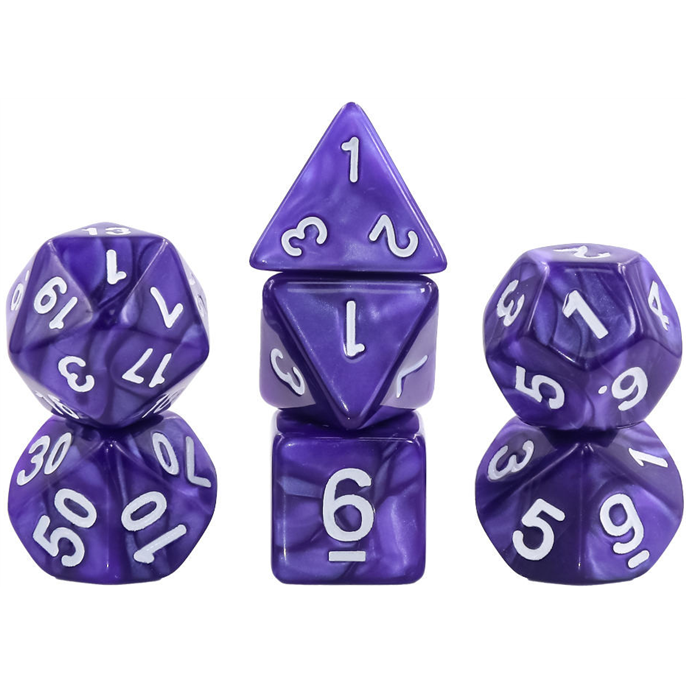 Set de dés : Violet nacré & Blanc - Opaque