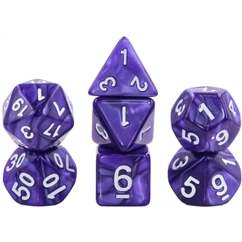 Set de dés : Violet nacré & Blanc - Opaque