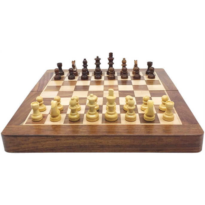 Échecs : Coffret en bois pliant 18cm - Pièces magnétiques