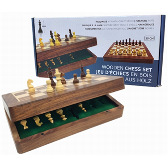 Échecs : Coffret en bois pliant 28cm - Pièces magnétiques