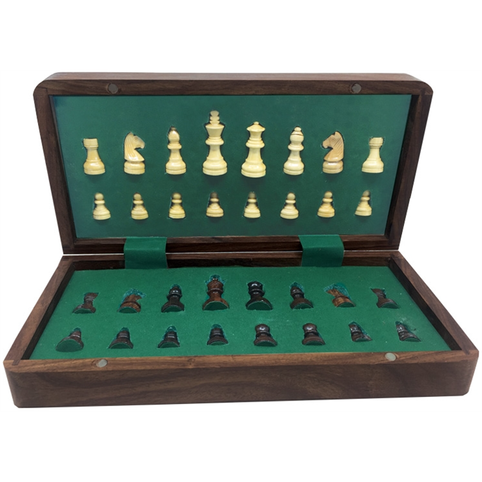 Échecs : Coffret en bois pliant 28cm - Pièces magnétiques