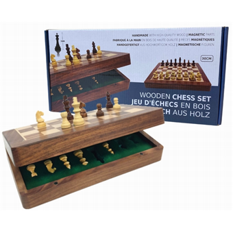 Échecs : Coffret en bois pliant 30cm - Pièces magnétiques