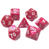 Set de dés : Rose Rouge nacré & Blanc - Opaque
