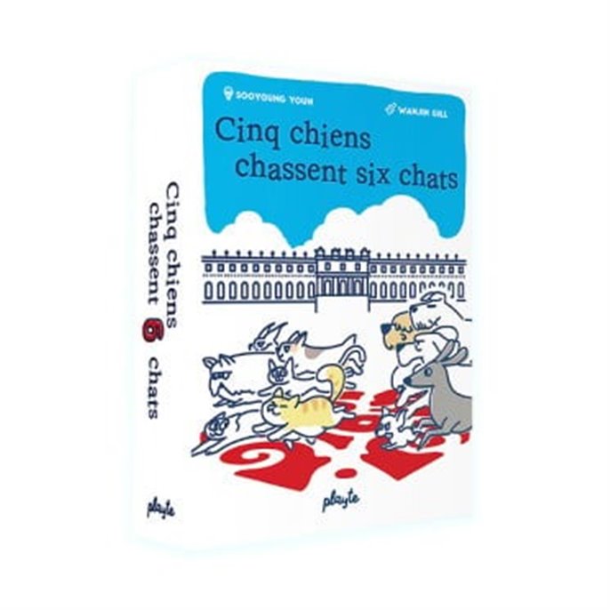 Cinq chiens chassent six chats