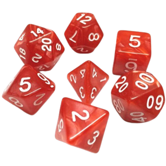 Set de dés : Rouge nacré & Blanc - Opaque